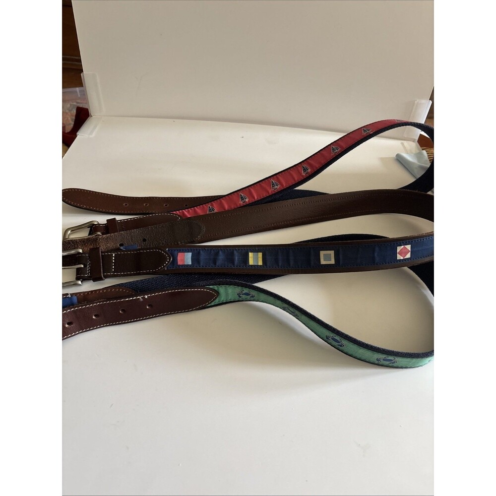 3 Vineyard Vines Belts Sz 36 Preppy Sailboat Crab Nautical Flag
